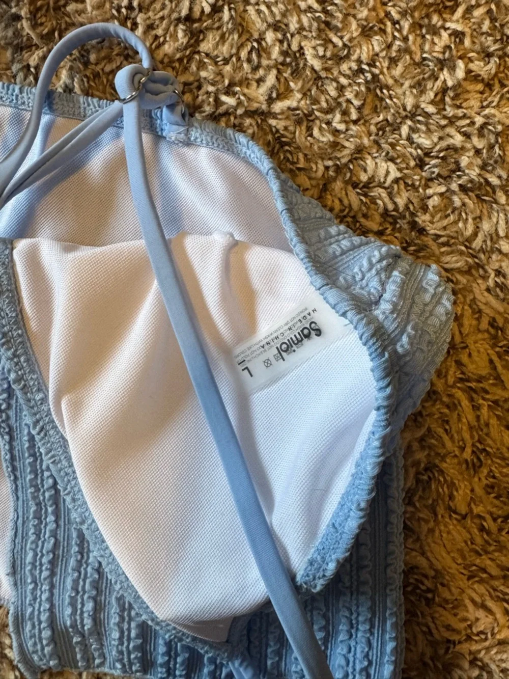 Light Blue Ribbed Two-Piece Tankini Set - Picture 5 of 6